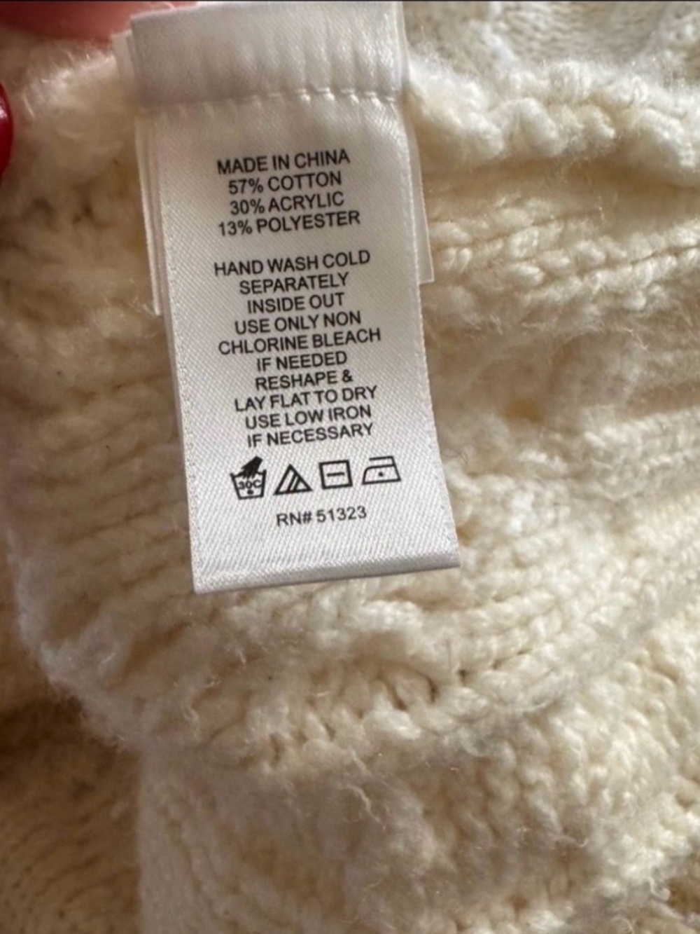 1.STATE Ivory Cable Knit Sweater XS Cream Cotton Blend Chunky Crewneck Knit - Picture 4 of 5